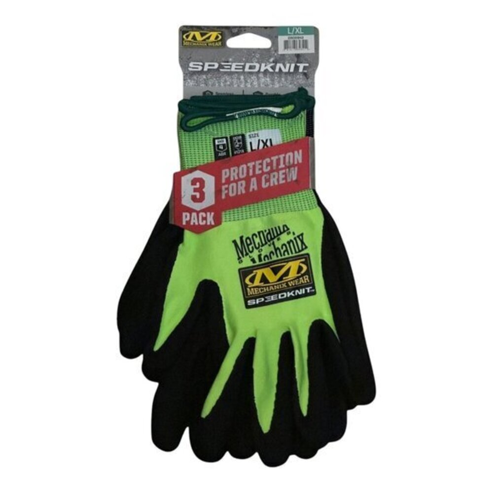 Mechanix Wear High-Visibility‎ SpeedKnit Coated-Knit Work Gloves 3 Pack L/XL NWT